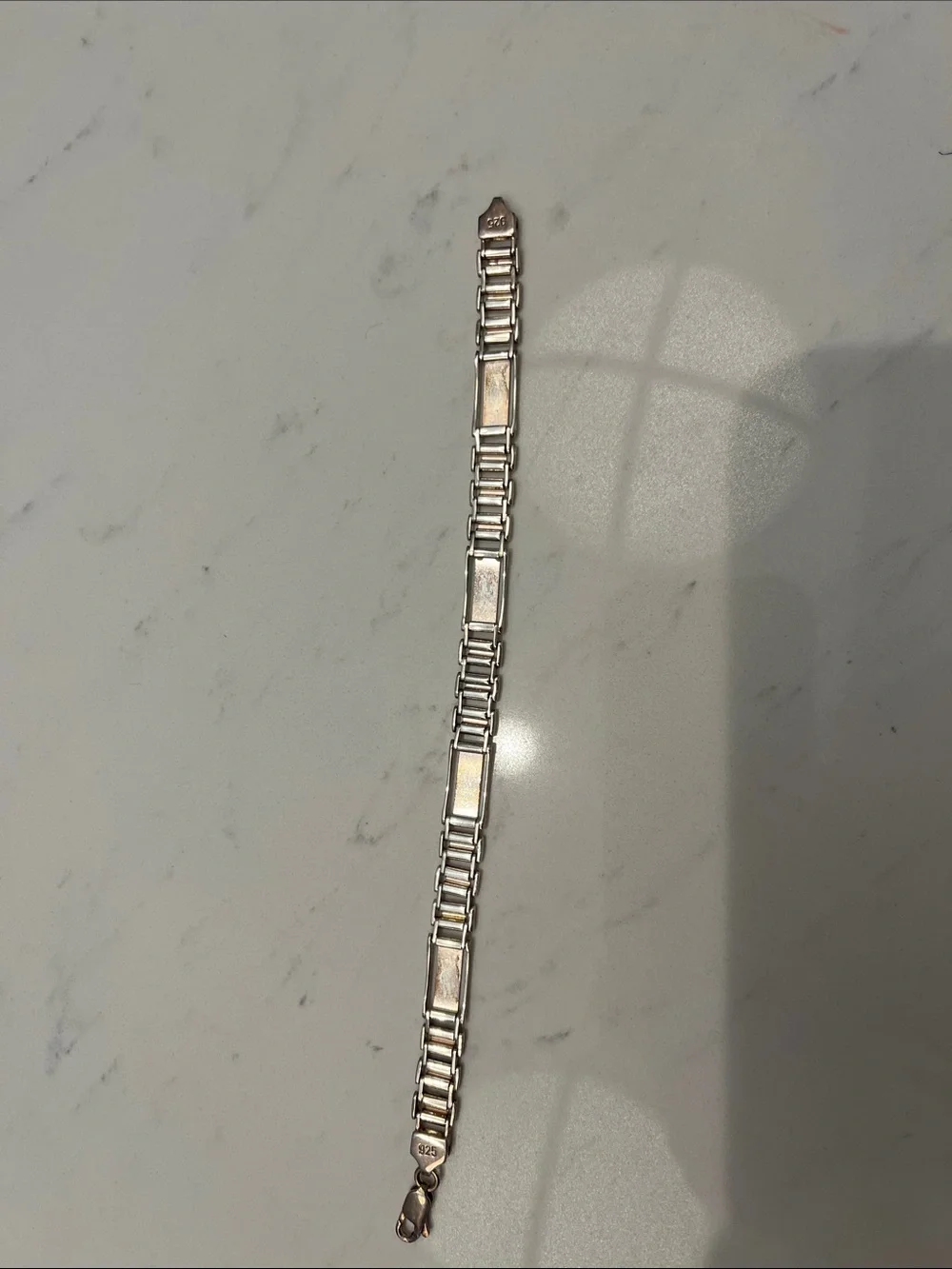 Sterling Silver Link Bracelet with Greek Key Panels